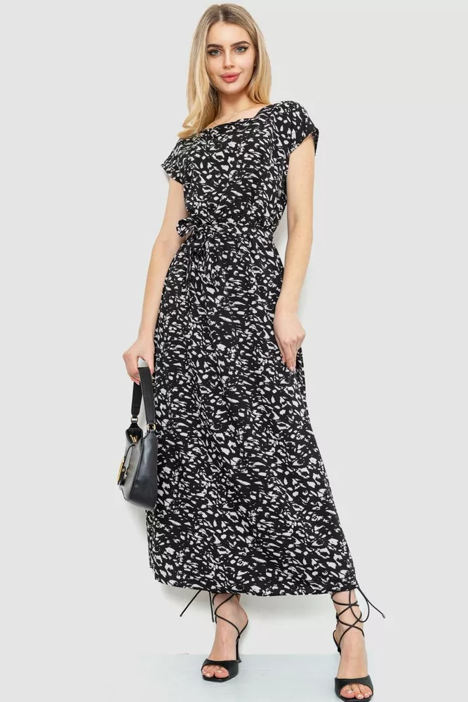 Купити Сукня з принтом, колір чорний, 214R055-3 оптом - Фото №1