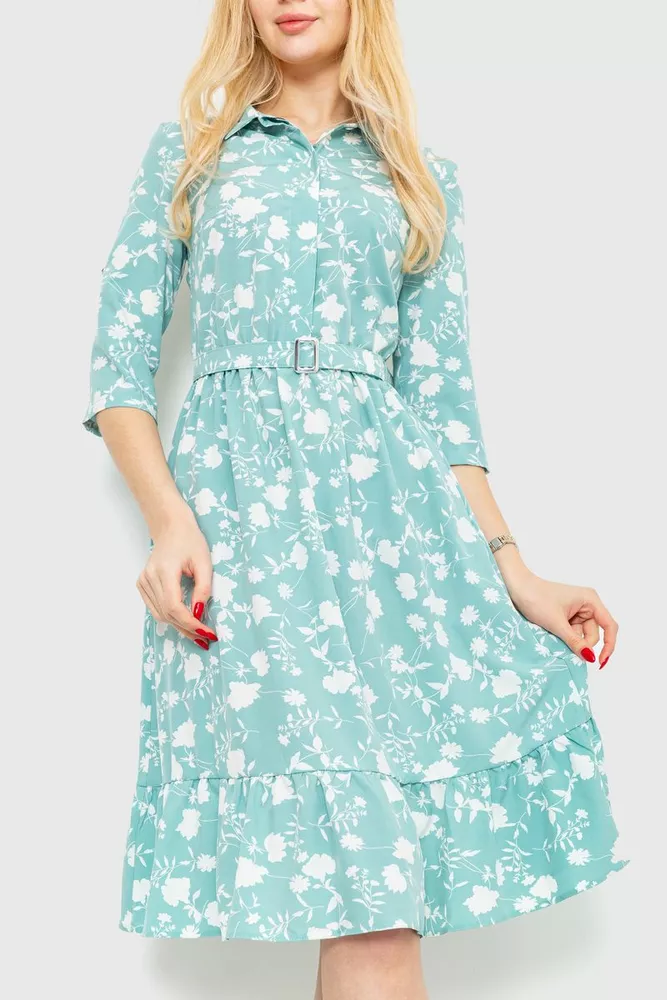 Купить Платье с принтом, цвет оливково-белый, 230R040-4 - Фото №1
