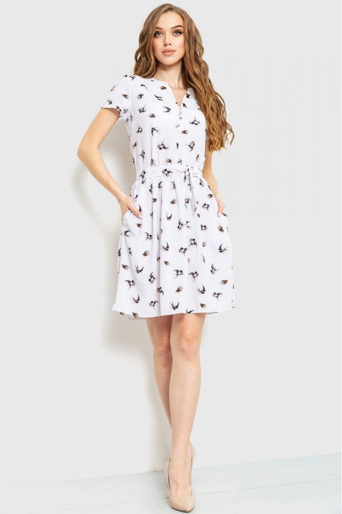Купити Сукня з принтом, колір білий, 230R006-9 - Фото №1