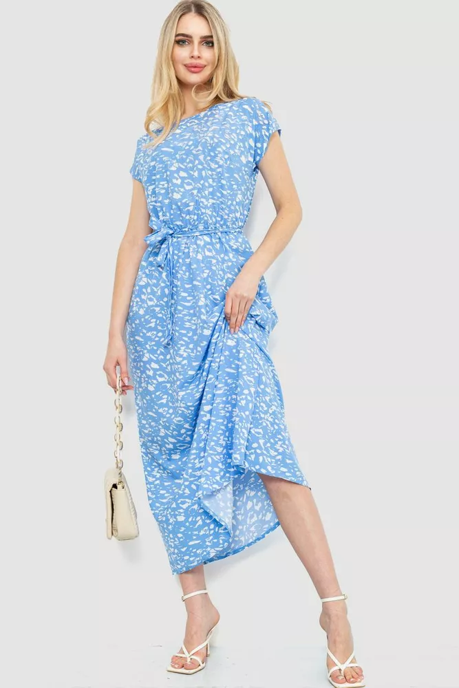 Купити Сукня з принтом, колір блакитний, 214R055-3 оптом - Фото №1