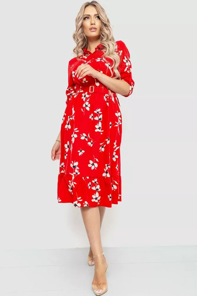 Купити Сукня з принтом, колір червоний, 230R040-4 - Фото №1