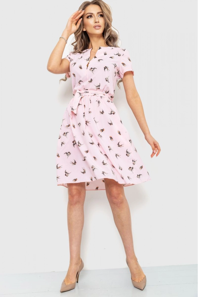Купить Платье с принтом, цвет розовый, 230R006-9 - Фото №1