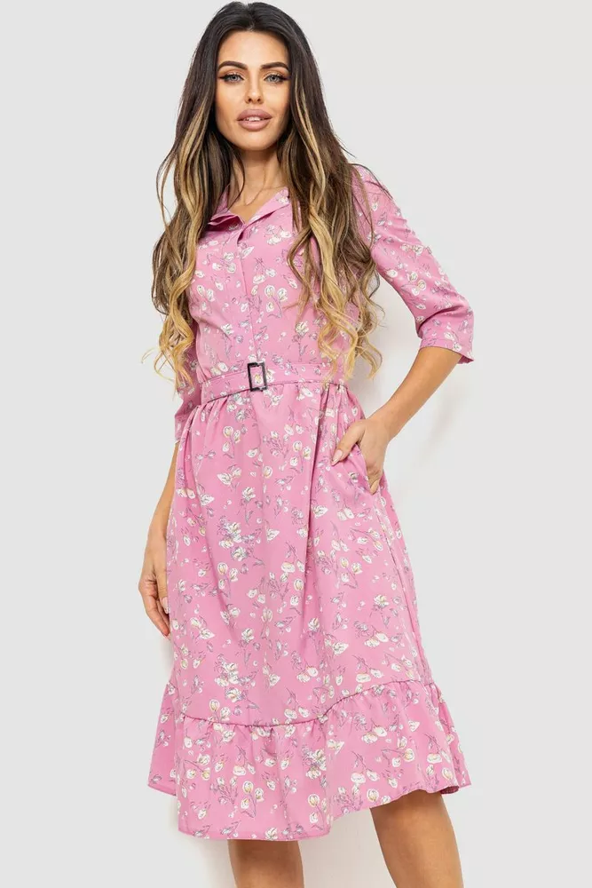 Купити Сукня з принтом, колір рожевий, 230R040-4 - Фото №1