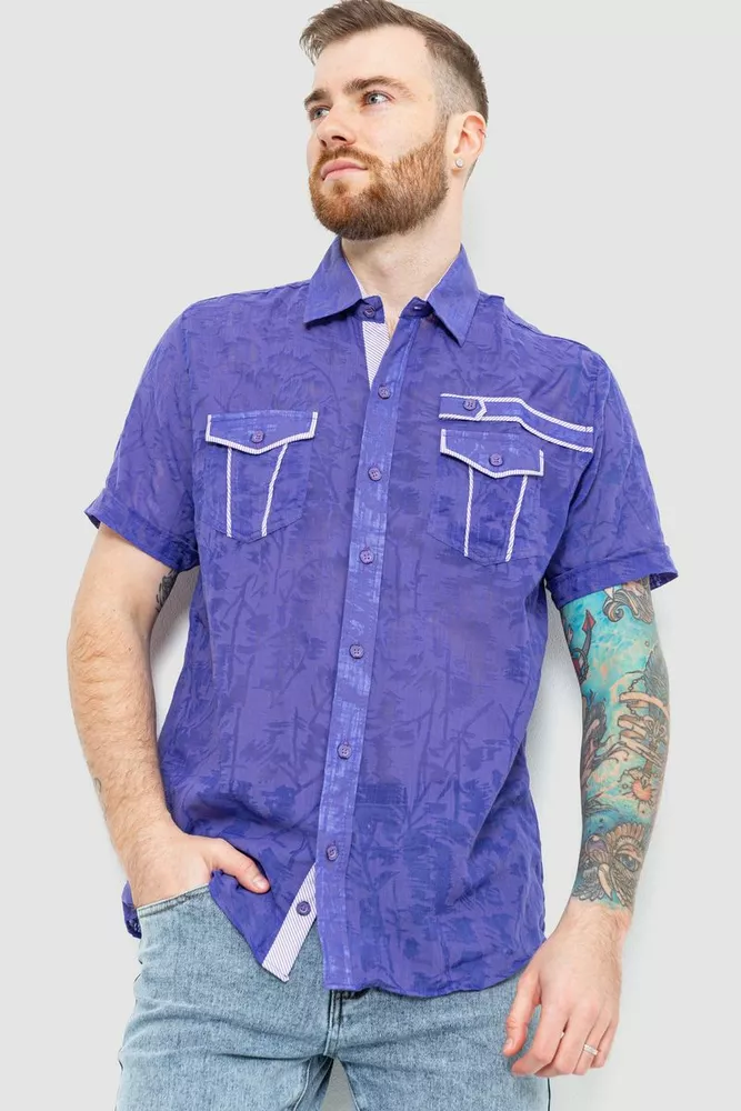 Купить Рубашка мужская с принтом, цвет фиолетовый, 186R3203 - Фото №1
