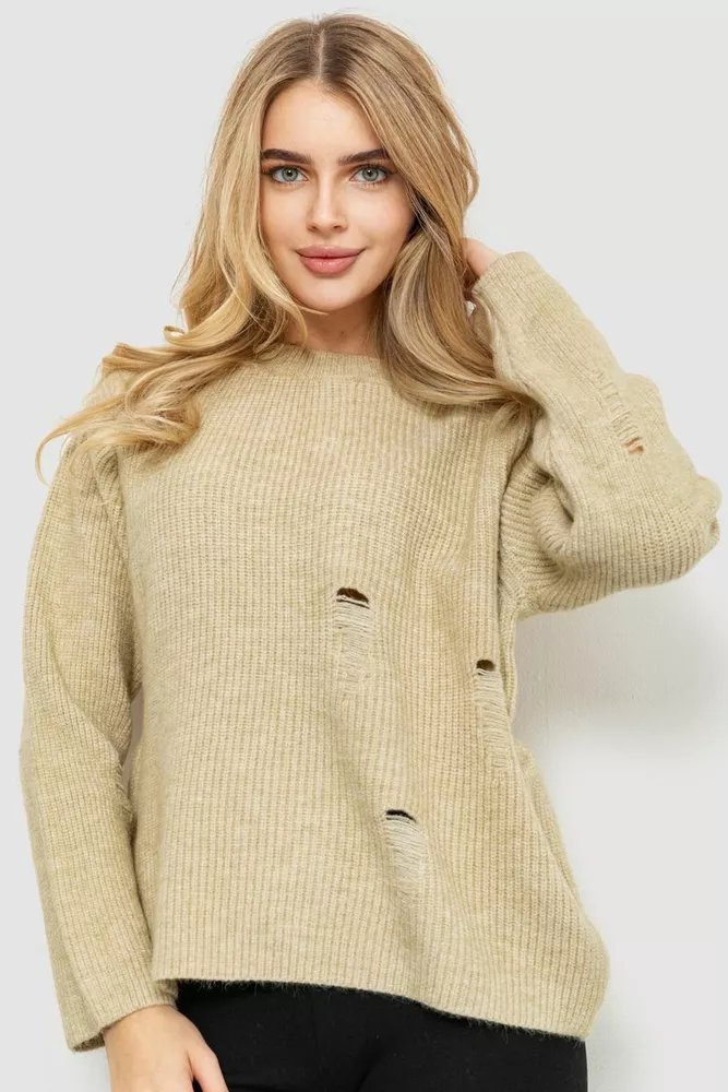 Купити Жіночий светр в'язаний, колір бежевий, 204R162 - Фото №1