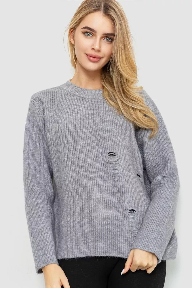 Купити Жіночий светр в'язаний, колір сірий, 204R162 - Фото №1