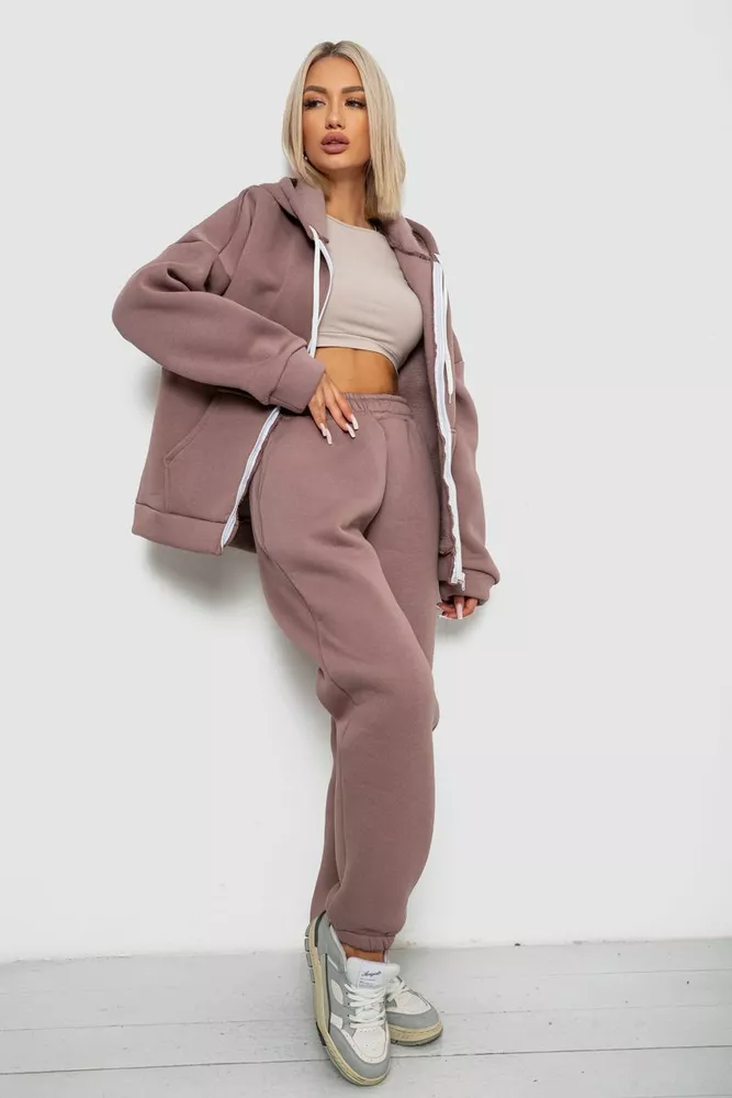 Купить Спортивный костюм женский на флисе, цвет мокко, 238R5715-5 - Фото №1