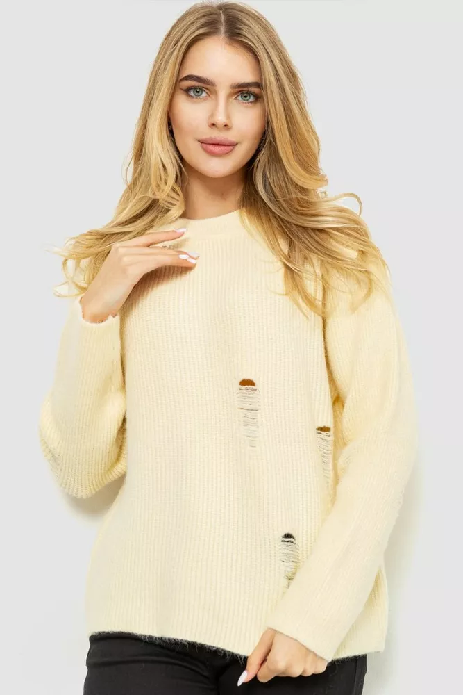 Купити Жіночий светр в'язаний, колір кремовий, 204R162 - Фото №1
