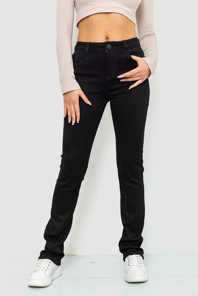 Купити Джинси жіночі стрейч, колір чорний, 214R1449 - Фото №1