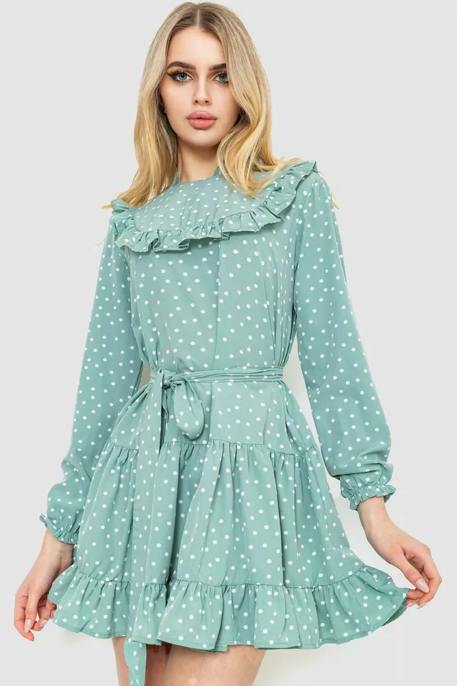 Купить Платье в горох, цвет оливковый, 214R473 - Фото №1
