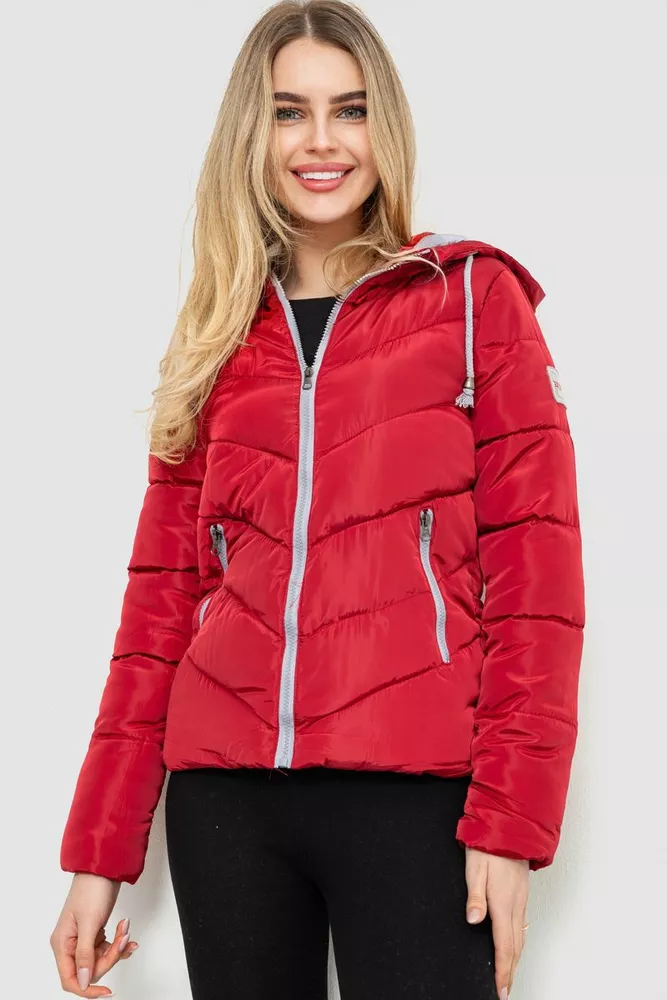 Купити Куртка жіноча демісезонна, колір бордовий, 244R013 оптом - Фото №1