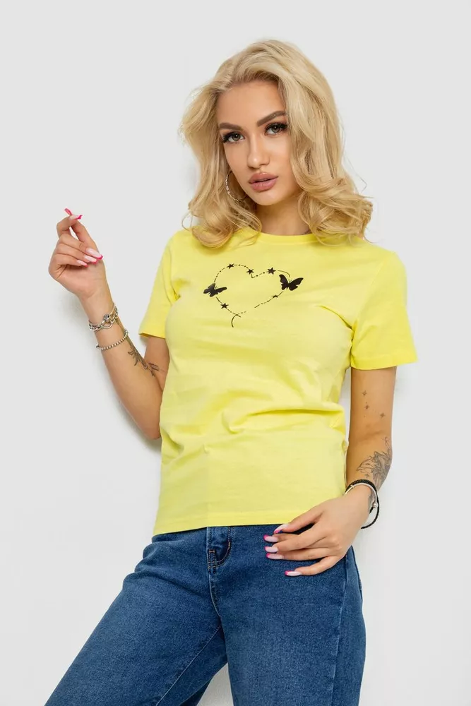 Купити Футболка жіноча з принтом  -уцінка, колір жовтий, 238R559-U-2 - Фото №3