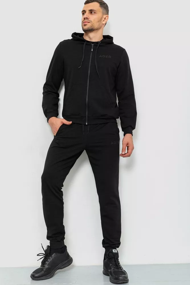 Купить Спорт костюм мужской двухнитка, цвет черный, 119R200-1 - Фото №1