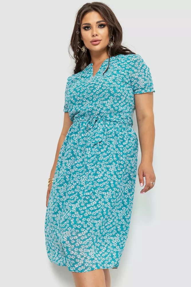 Купити Сукня різнокольорова, колір бірюзовий, 230R006-13 - Фото №1