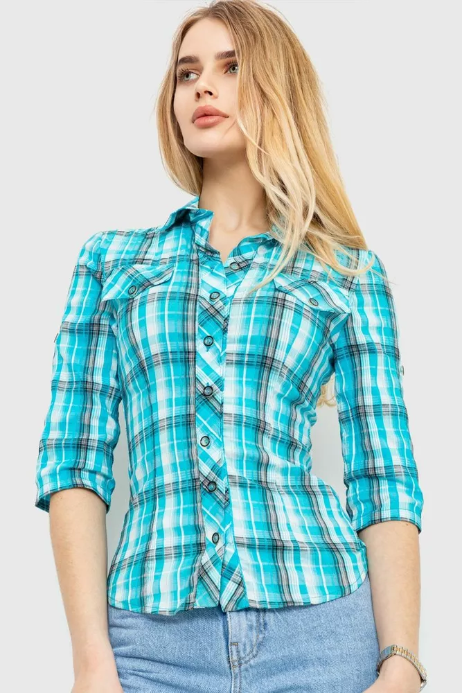 Купить Рубашка женская, цвет голубой, 230R063 оптом - Фото №1