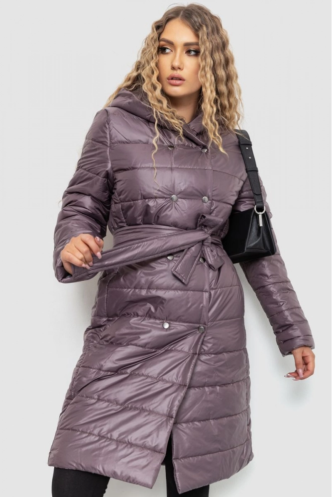 Купити Куртка жіноча на кнопках демісезонна, колір бузковий, 235R160 - Фото №1