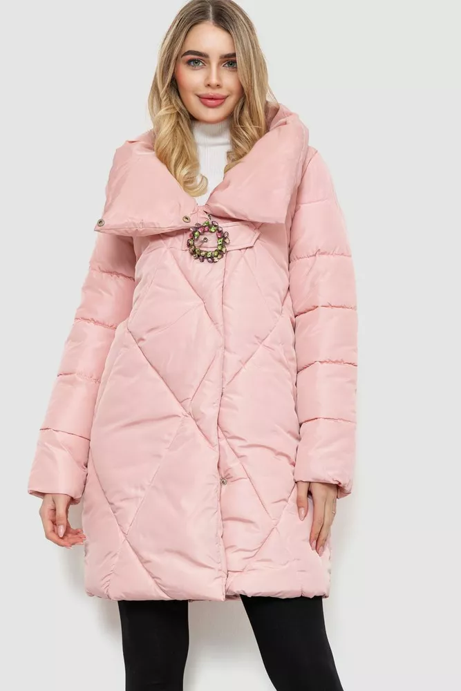 Купити Куртка жіноча однотонна, колір світло-рожевий, 235R2156 оптом - Фото №1