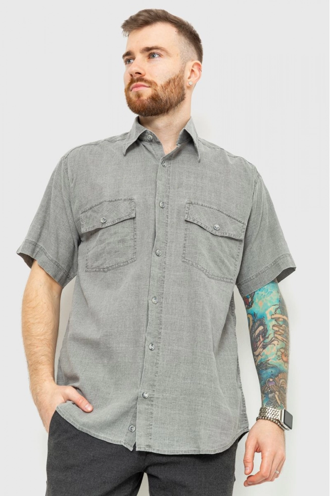 Купить Рубашка мужская повседневная, цвет серый, 167R960 оптом - Фото №1