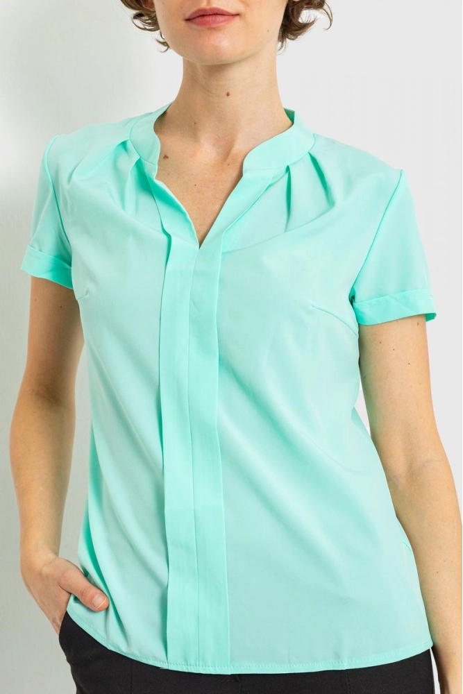 Купить Блуза однотонная, цвет мятный, 230R152-6 оптом - Фото №1