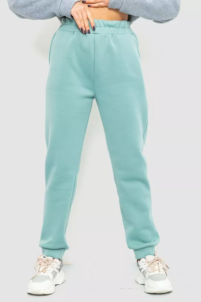 Купить Спорт штаны женские на флисе, цвет мятный, 214R109 оптом - Фото №1