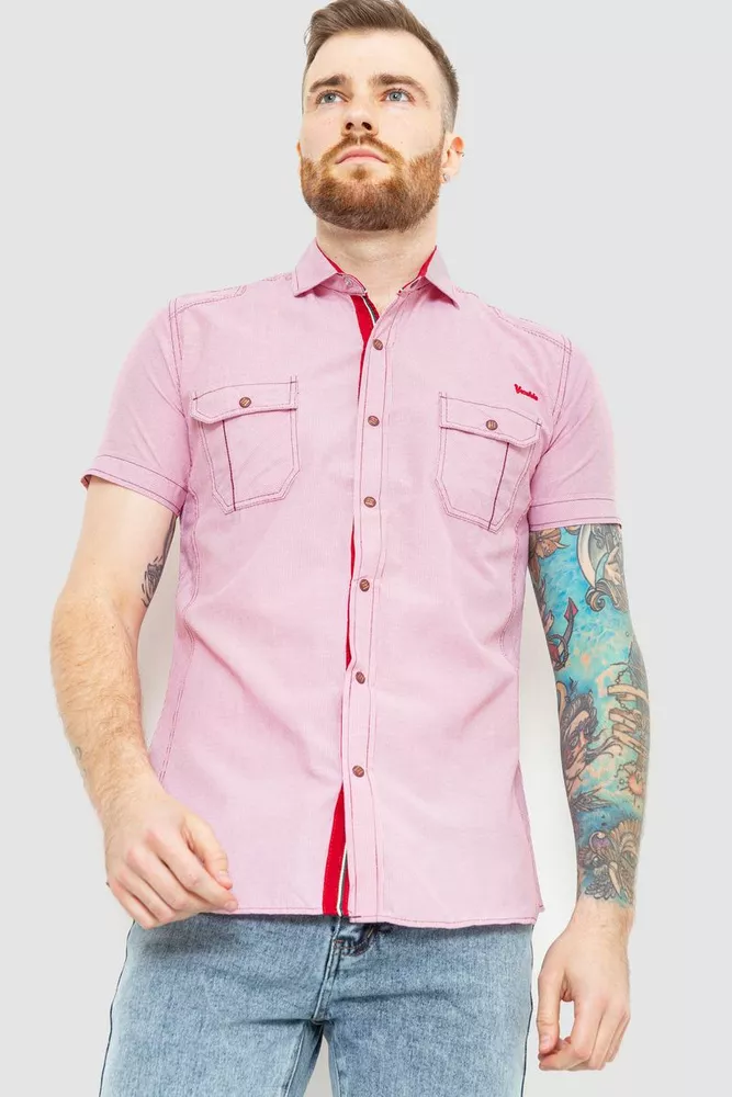 Купити Сорочка чоловіча смужка, колір рожевий, 186R1429 - Фото №1