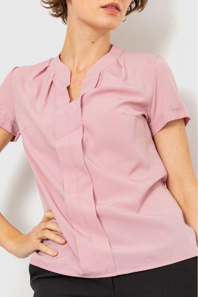 Купить Блуза однотонная, цвет розовый, 230R152-6 - Фото №1