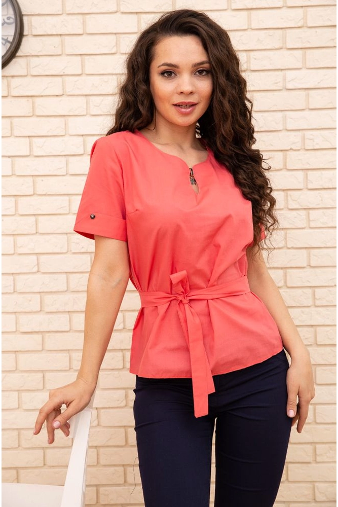 Купить Женская блузка с короткими рукавами цвет алый 172R30-1 - Фото №1