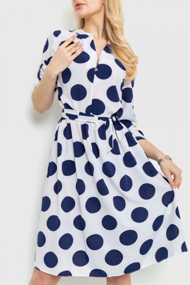 Купити Сукня у горох  -уцінка, колір молочно-синій, 230R006-30-U - Фото №1