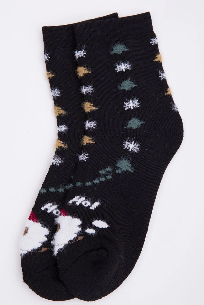 Купить Женские новогодние носки черного цвета с принтом 151R2326 оптом - Фото №1