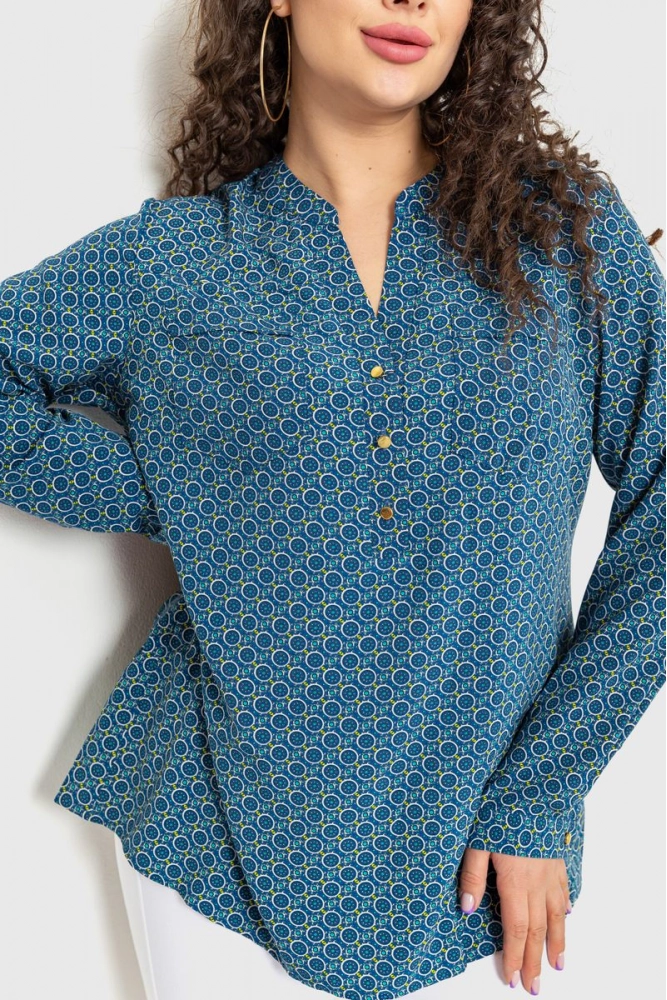 Купити Блуза, колір синьо-зелений, 230R96-55 - Фото №1