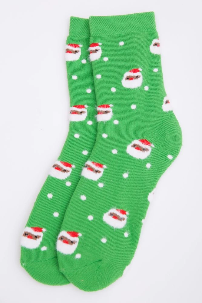 Купити Жіночі новорічні шкарпетки, салатового кольору з принтом, 151R2326 - Фото №1