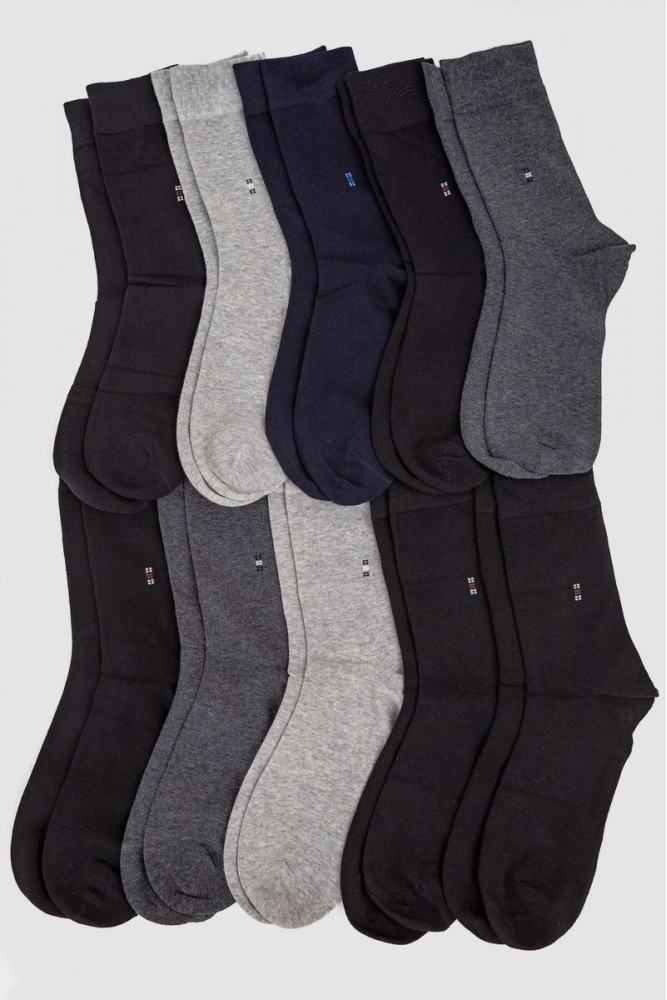 Купить Комплект мужских носков 10 пар, цвет серый;синий;темно-серый;черный;, 151RF550-12 - Фото №1