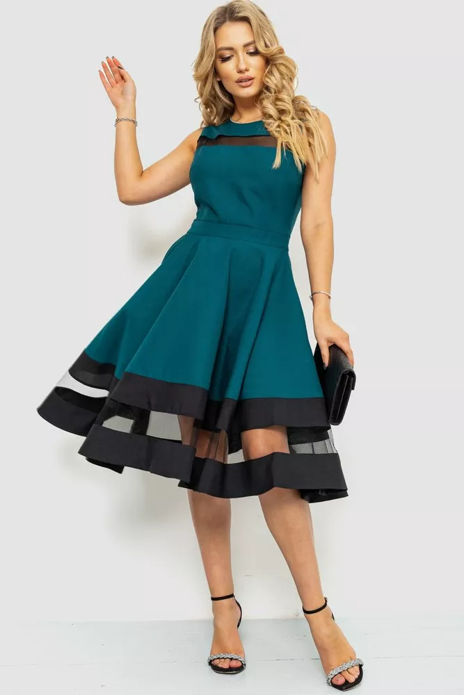 Купити Ошатне плаття, колір зелений, 230R457 - Фото №1