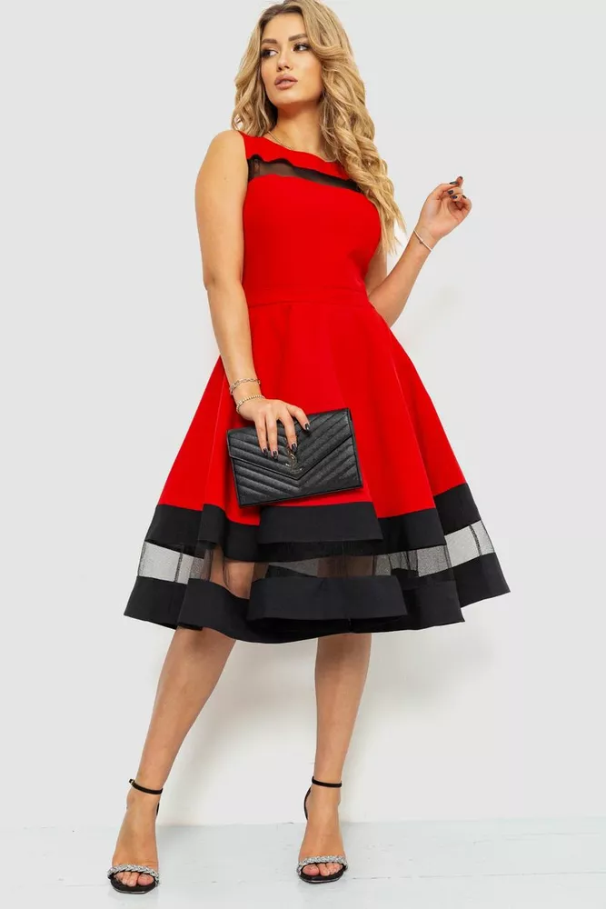 Купити Ошатне плаття, колір червоний, 230R457 оптом - Фото №1