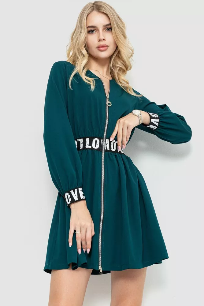 Купить Платье женское на молнии, цвет зеленый, 102R076-1 - Фото №1