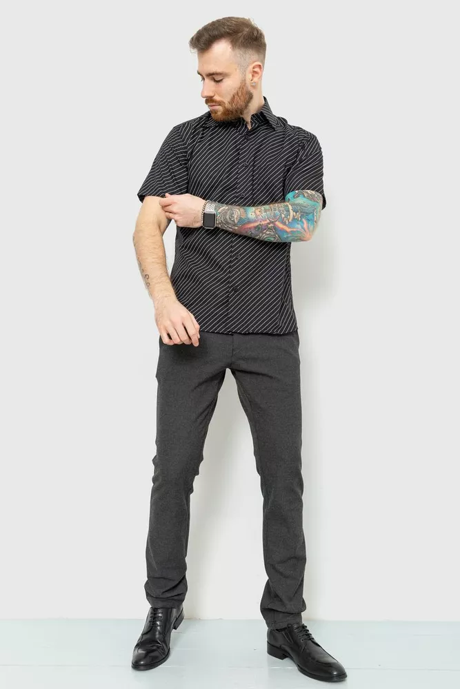 Купить Рубашка мужская в полоску, цвет черно-белый, 167R975 - Фото №1