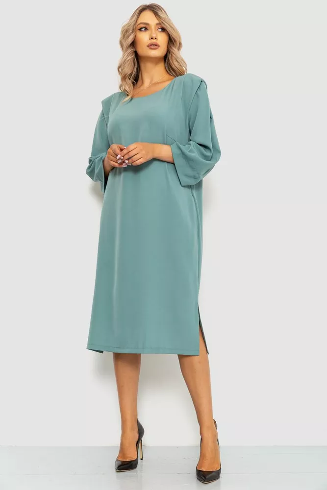 Купити Сукня класична батал, колір оливковий, 183R678 - Фото №1