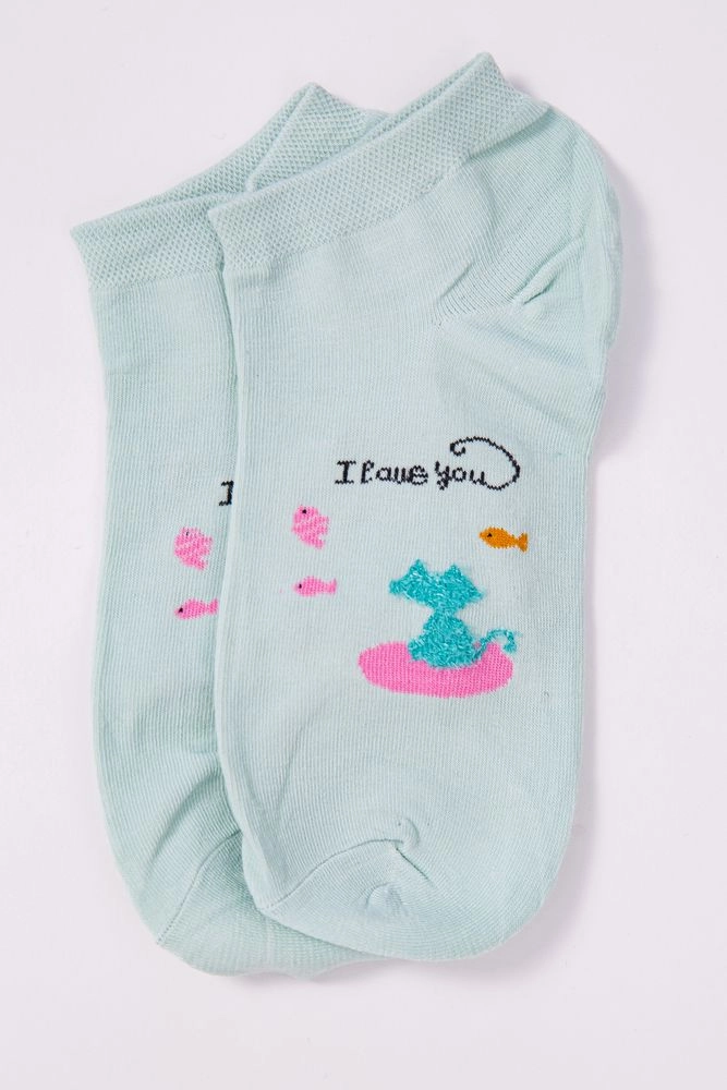 Купити Жіночі короткі шкарпетки з принтом колір Оливковий 151RBY-37 - Фото №1
