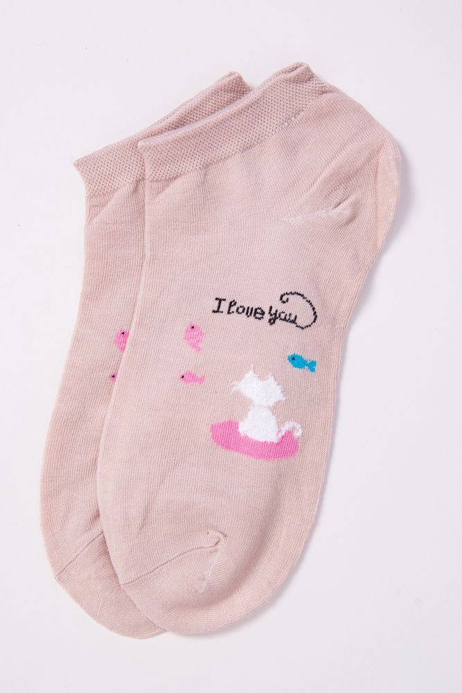 Купить Женские короткие носки с принтом цвет Бежевый 151RBY-37 - Фото №1