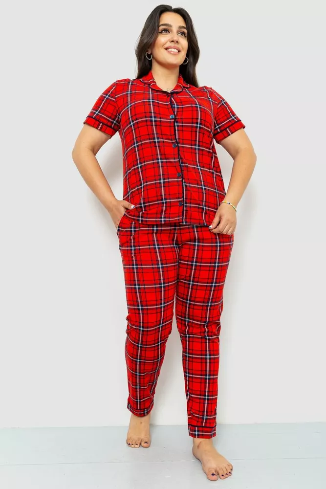 Купити Жіноча піжама в клітину, колір червоний, 219RP-320 - Фото №1