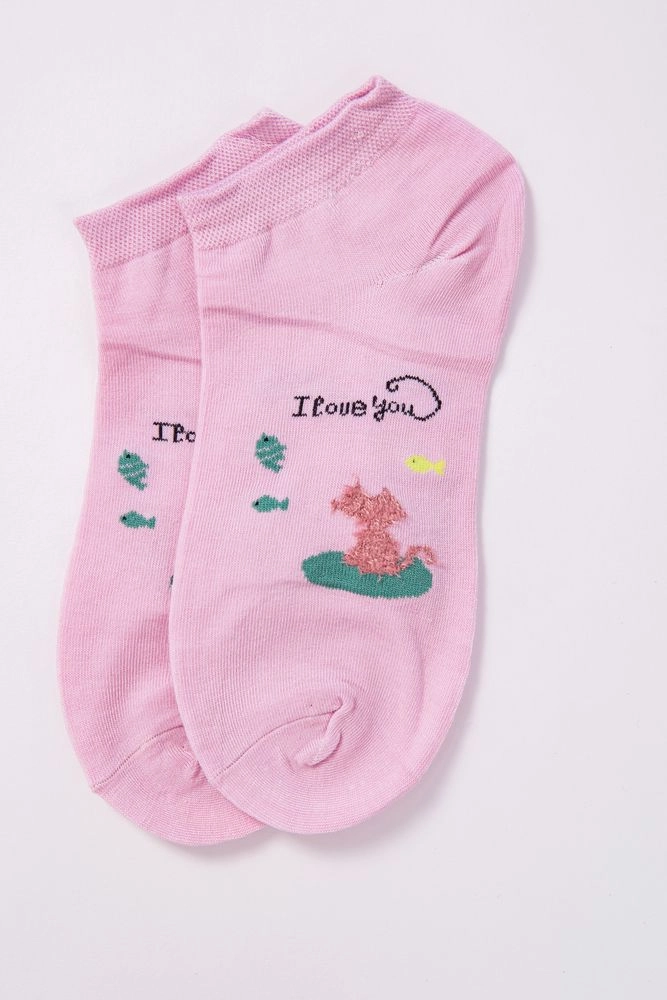 Купити Жіночі короткі шкарпетки з принтом колір Рожевий 151RBY-37 оптом - Фото №1