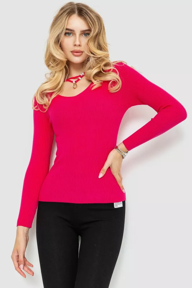 Купити Кофта жіноча в рубчик, колір рожевий, 204R037 оптом - Фото №1