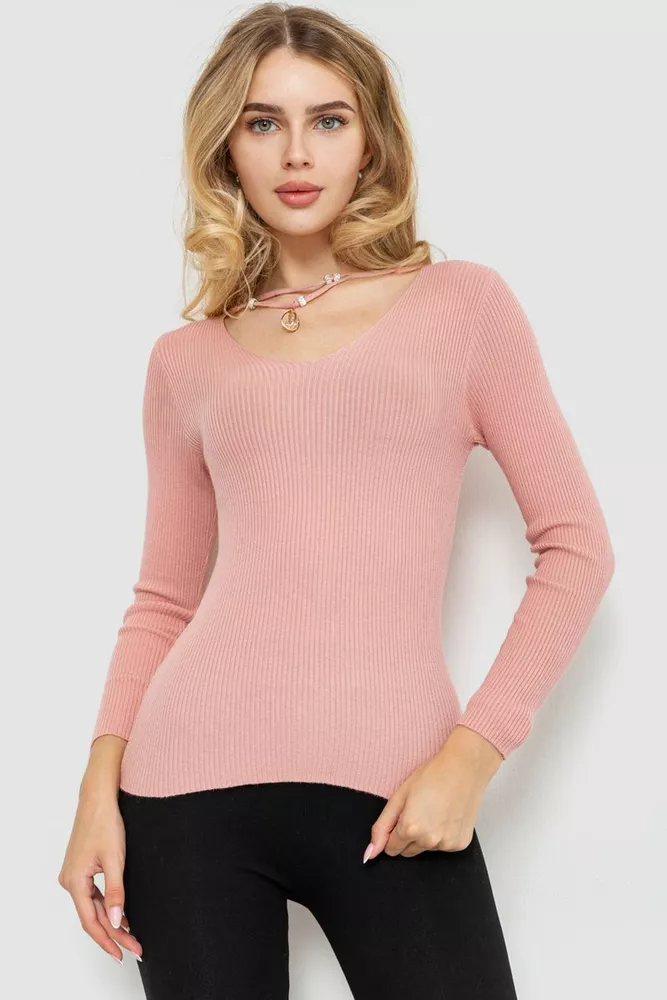 Купити Кофта жіноча в рубчик, колір світло-рожевий, 204R037 - Фото №1