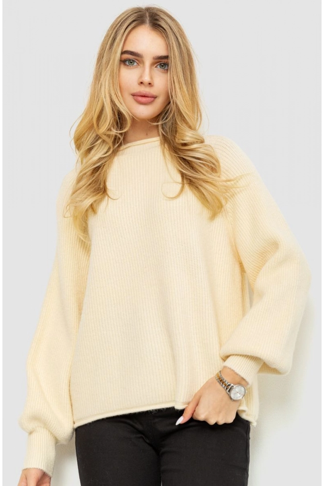 Купити Жіночий светр в'язаний, колір світло-бежевий, 204R161 оптом - Фото №1