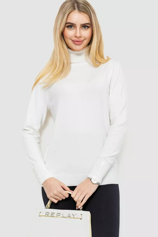 Купити Гольф жіночий однотонний базовий, колір білий, 214R887 - Фото №1