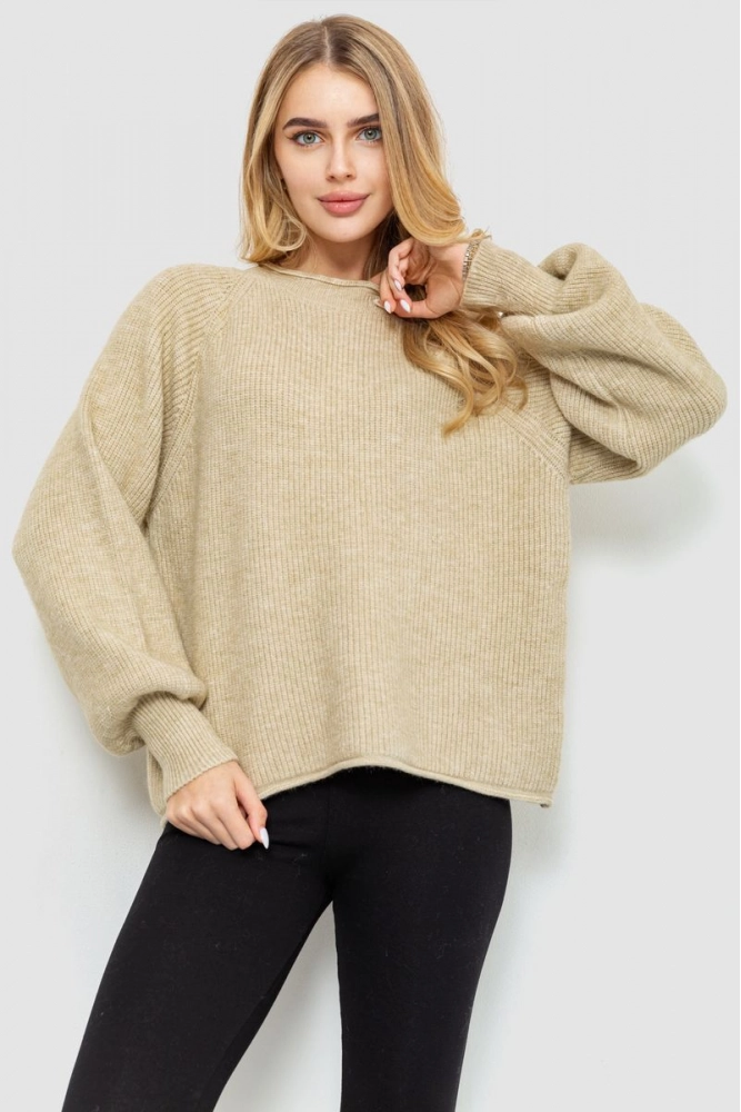 Купити Жіночий светр в'язаний, колір бежевий, 204R161 - Фото №1