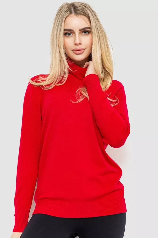 Купити Гольф жіночий однотонний базовий, колір червоний, 214R887 - Фото №1