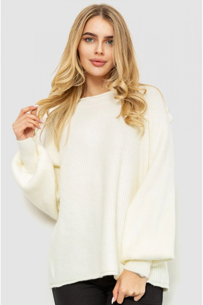 Купити Жіночий светр в'язаний, колір молочний, 204R161 оптом - Фото №1