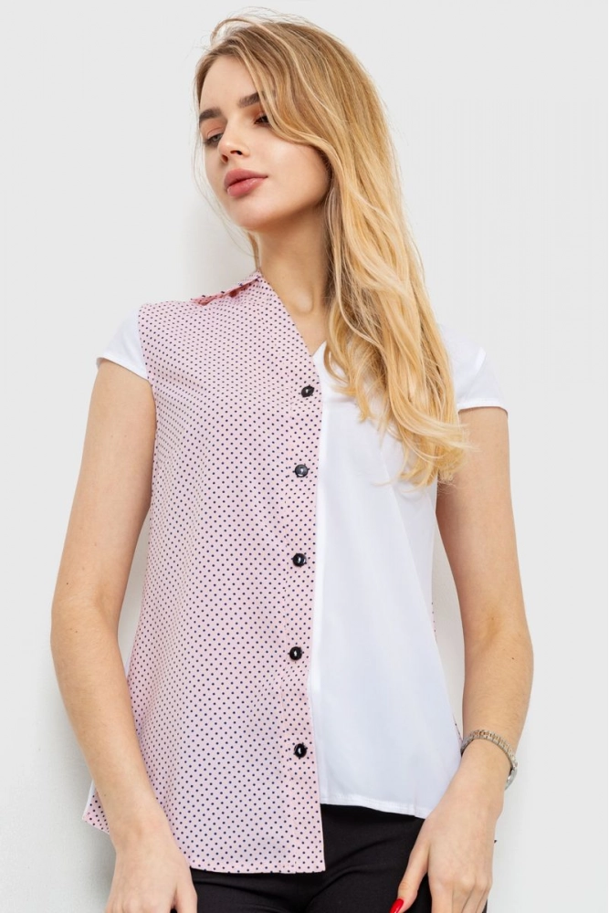 Купить Блуза с принтом, цвет бело-розовый, 230R99-6 - Фото №1