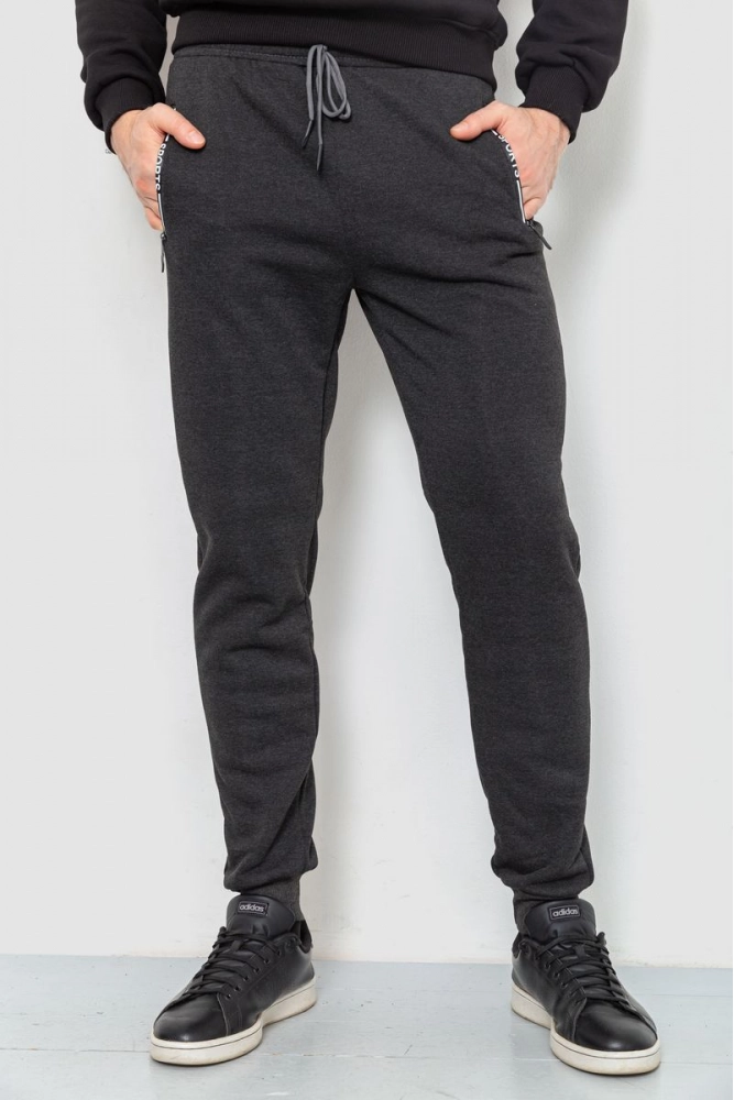 Купить Спорт штаны мужские на флисе, цвет темно-серый, 238R57068-1 - Фото №1